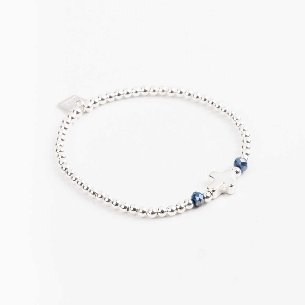 Bracelet - Perle - Cristaux - Bleu roi - Argent - INCONTOURNABLE