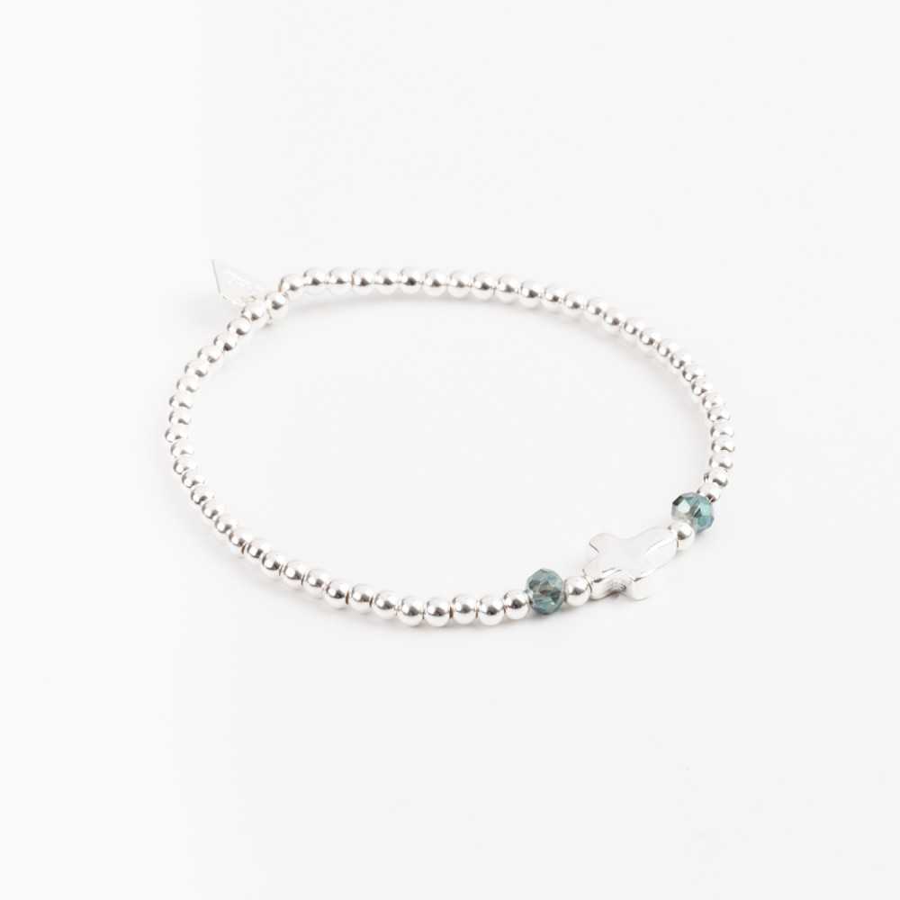 Bracelet - Perle - Cristaux - Kaki - Argent - INCONTOURNABLE