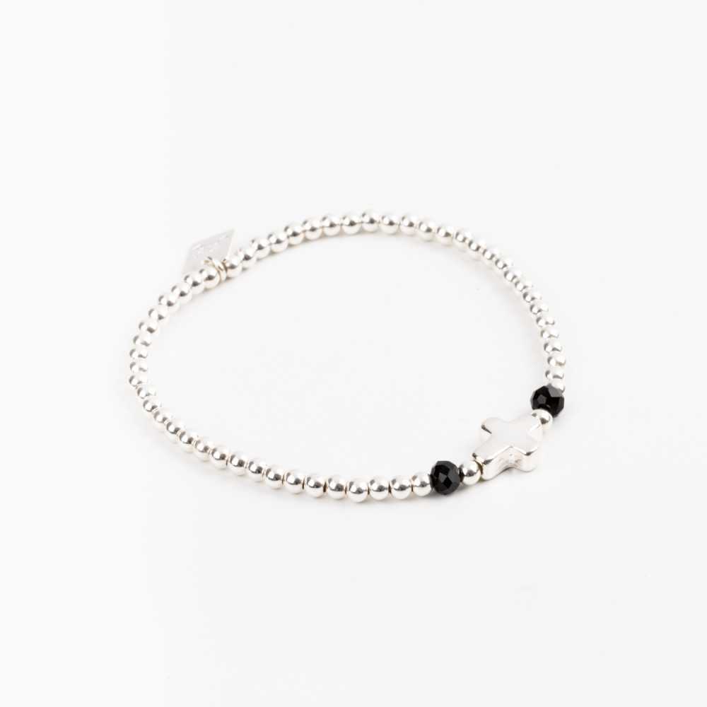 Bracelet - Perle - Cristaux - Noir - Argent - INCONTOURNABLE