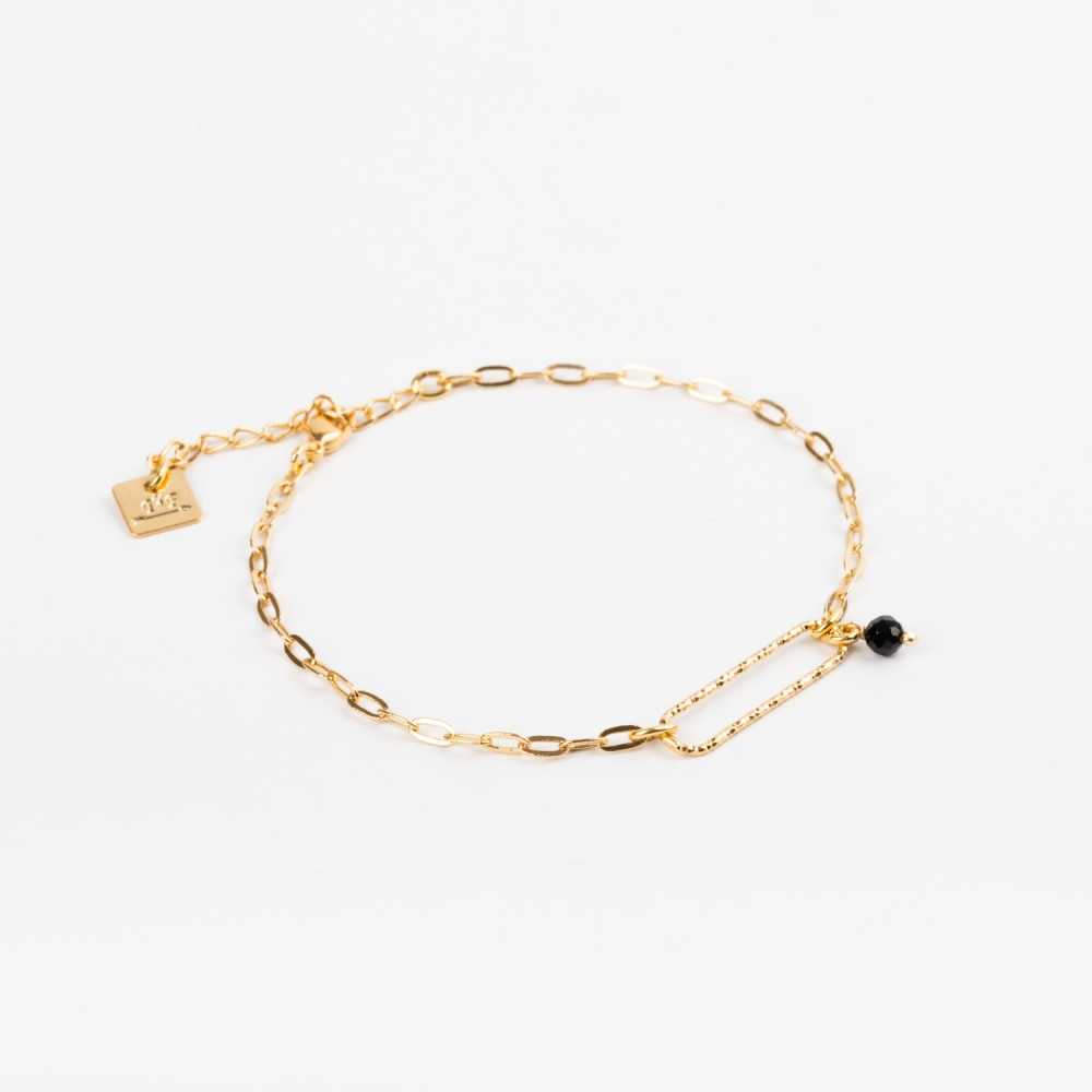 Bracelet - Maillon diamanté - Onyx - Plaqué or - LILY