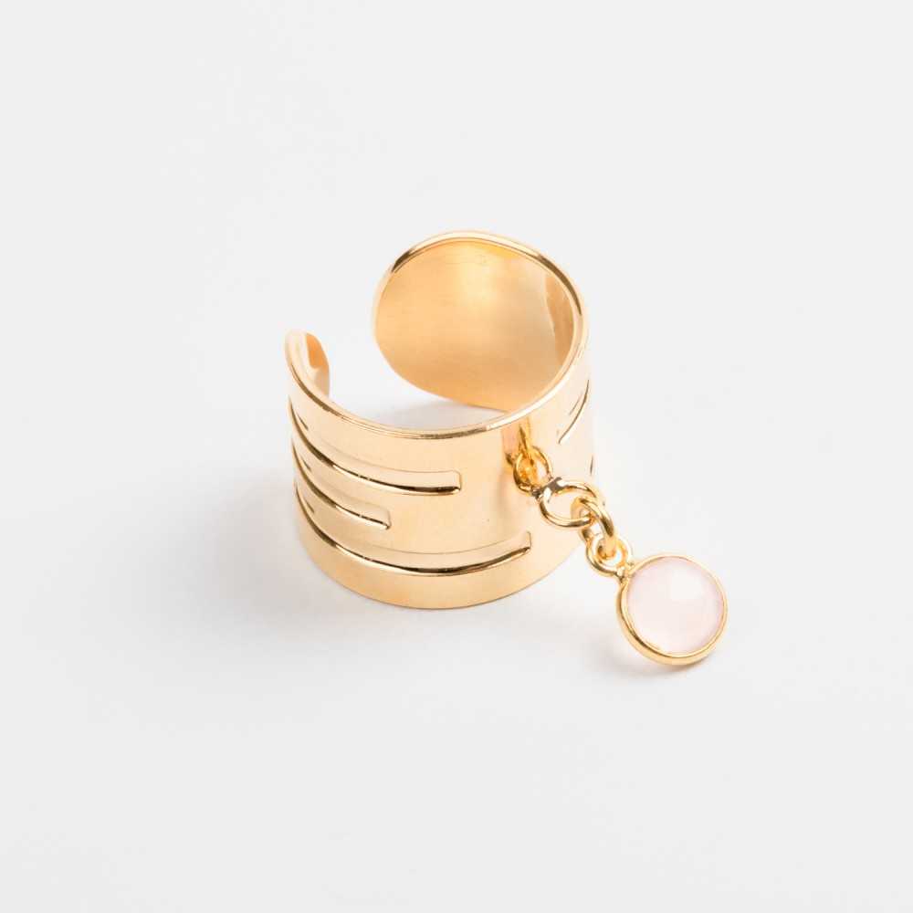 Bague - Pierre naturelle - Quartz Rose - Plaqué or - LOUISE