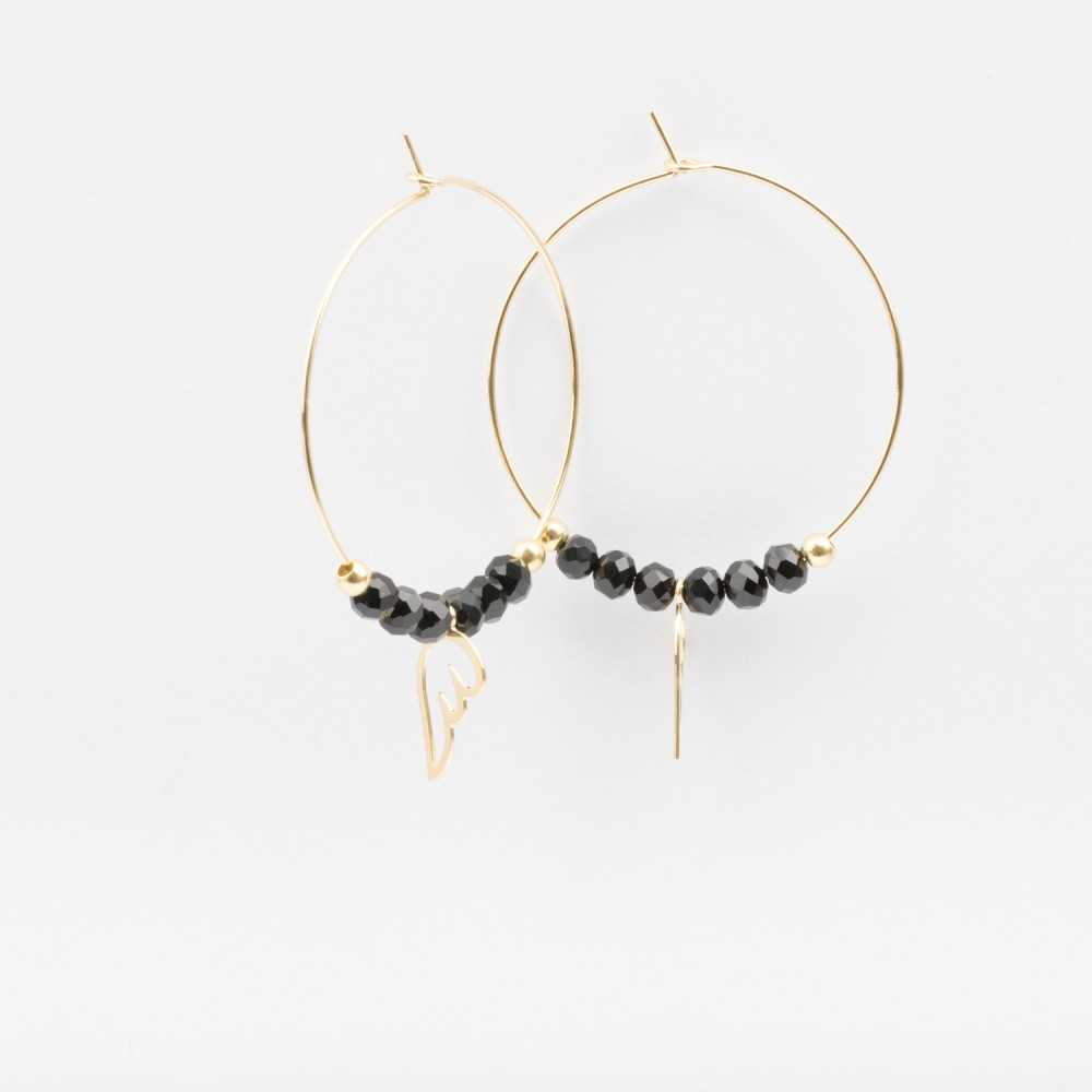 Boucles d'oreilles - Cristaux - Noir - Pampille - Plaqué or - INCONTOURNABLE