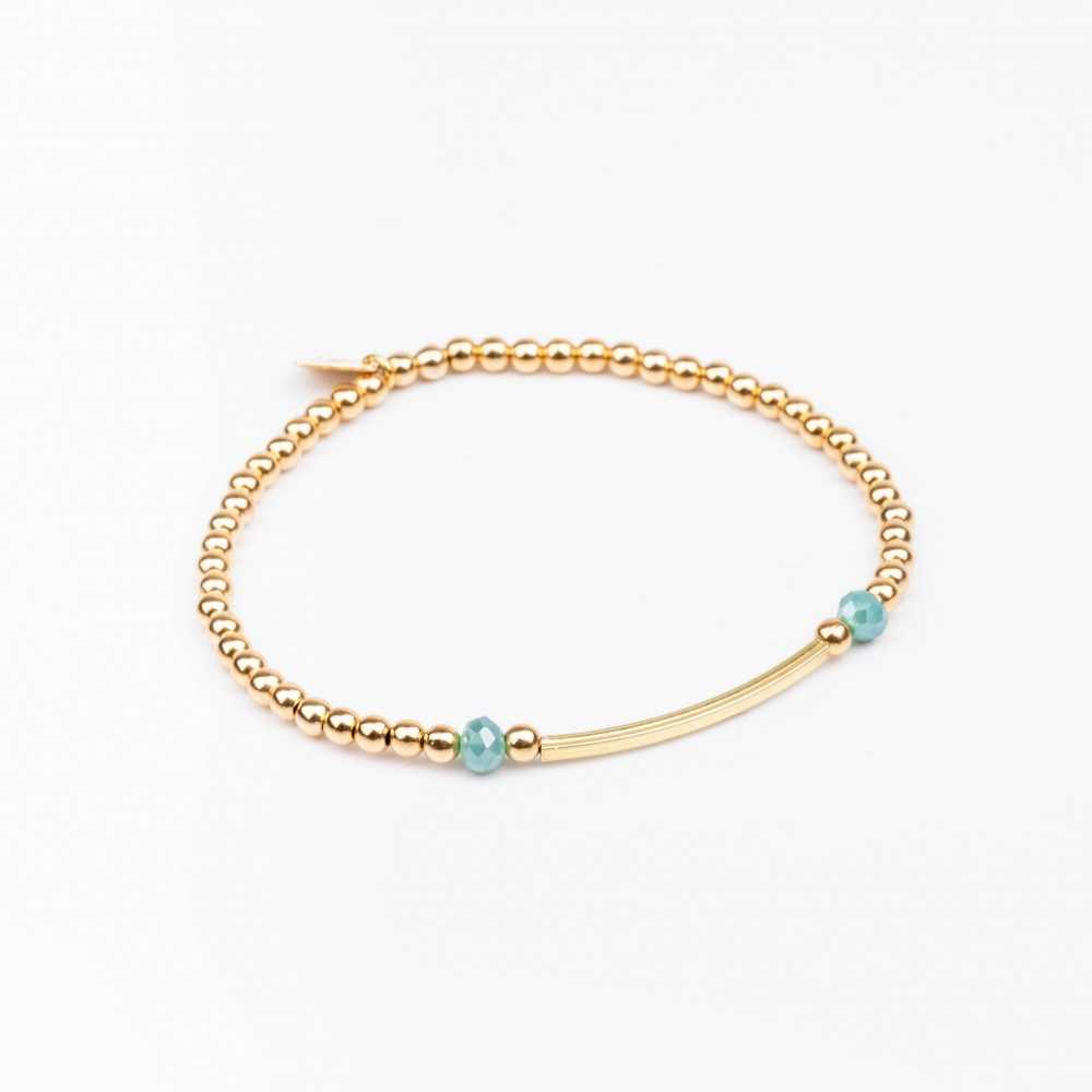 Bracelet - Perle - Cristaux - Turquoise - Plaqué or - INCONTOURNABLE