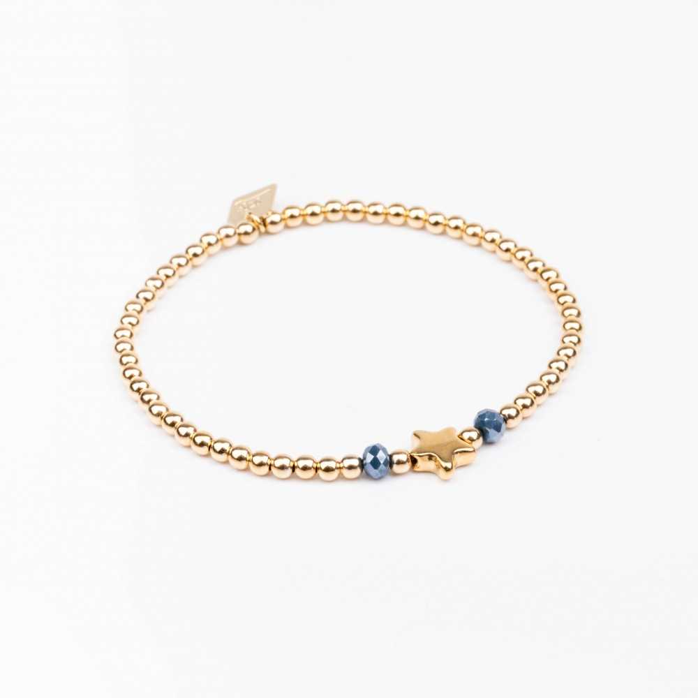 Bracelet - Perle - Cristaux - Bleu roi - Plaqué or - INCONTOURNABLE