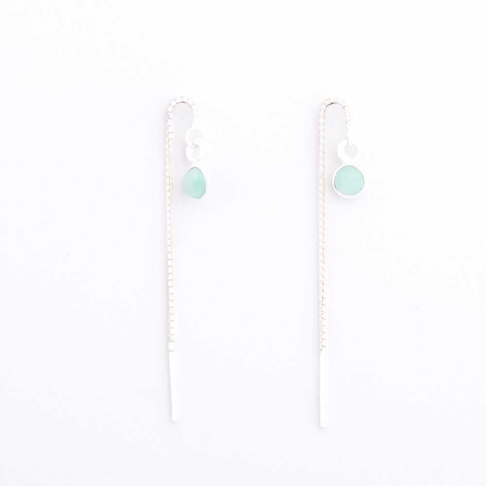 Boucles d'oreilles - Chaînette - Amazonite - Argent - JADE