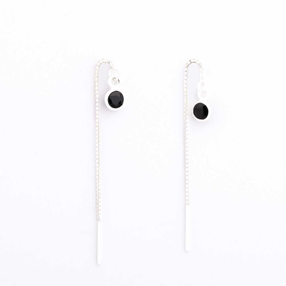 Boucles d'oreilles - Chaînette - Onyx - Argent - JADE