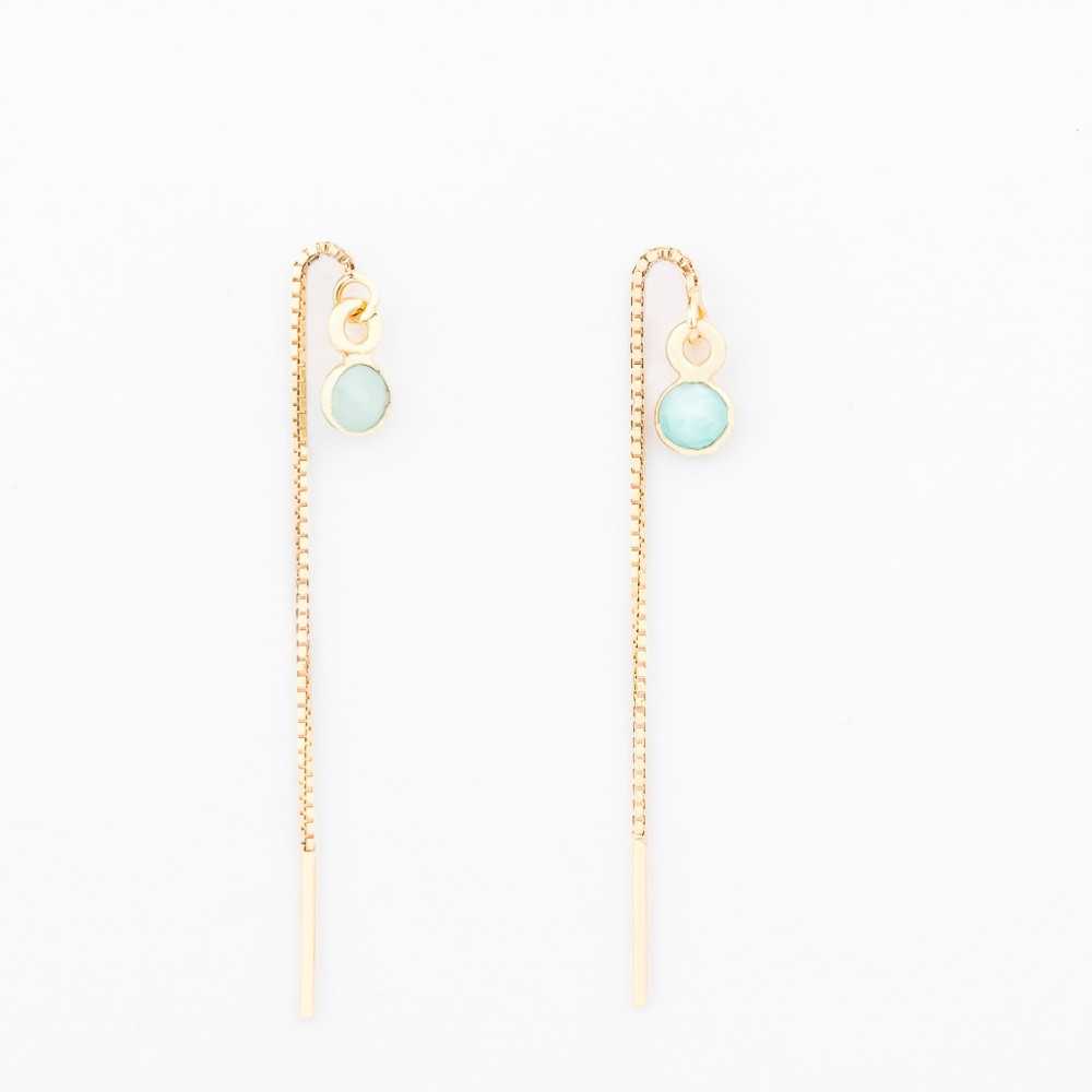 Boucles d'oreilles - Chaînette - Amazonite - Plaqué or - JADE