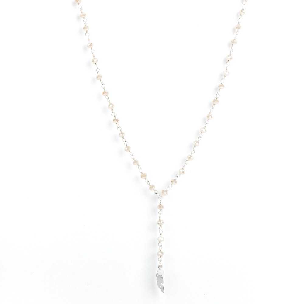 Collier - Douceur - Plume - Agate blanche - Argent - ESSENTIELS