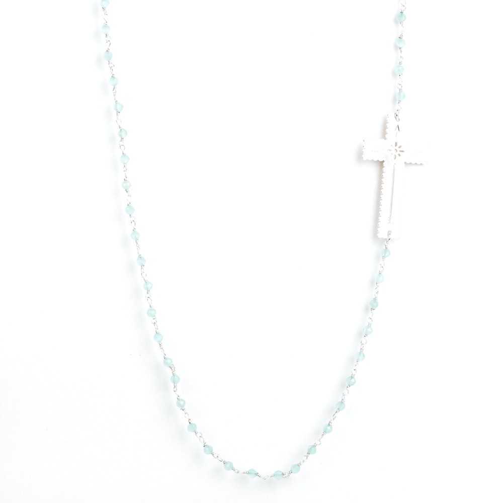 Sautoir - Douceur - Amazonite - Croix - Argent - ESSENTIELS