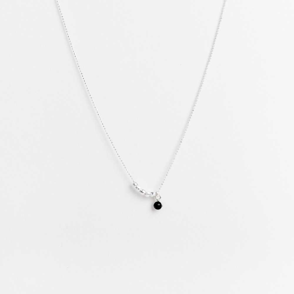 Collier - Chaine diamantée - Onyx - Argent 925 - ISA