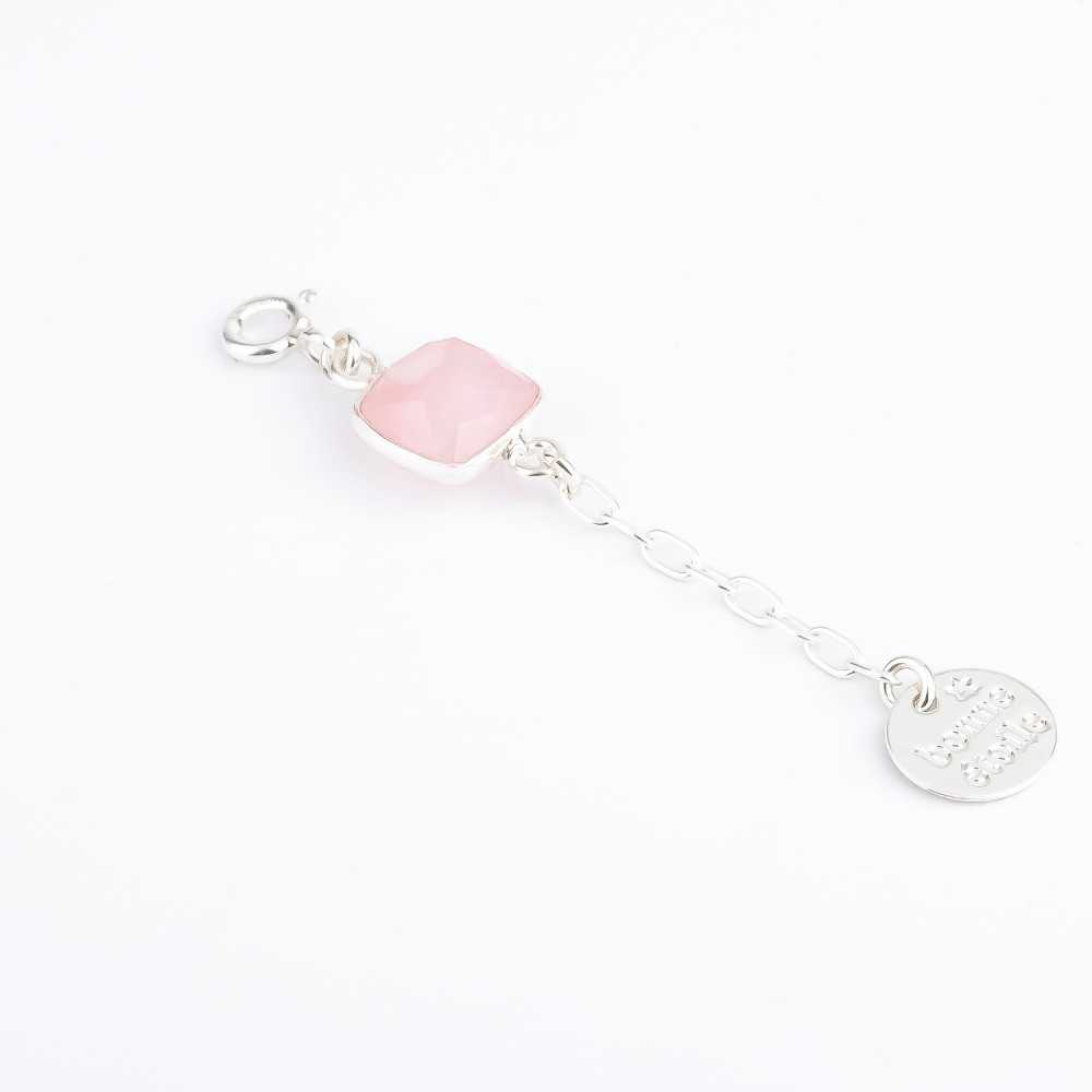 Charm - Interchangeable - Carré - Quartz Rose - Argent - MIA