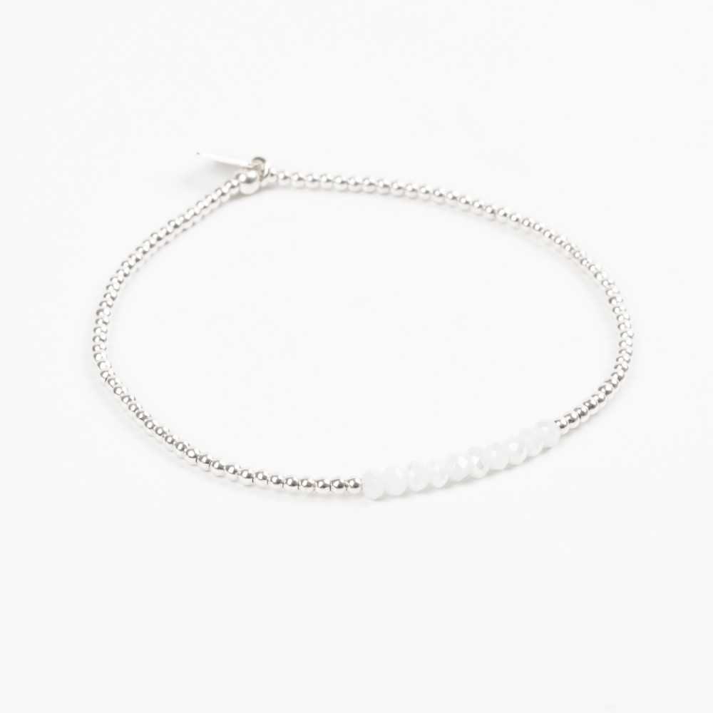 Bracelet - Perle - Cristaux - Blanc - Argent -  SUBTIL