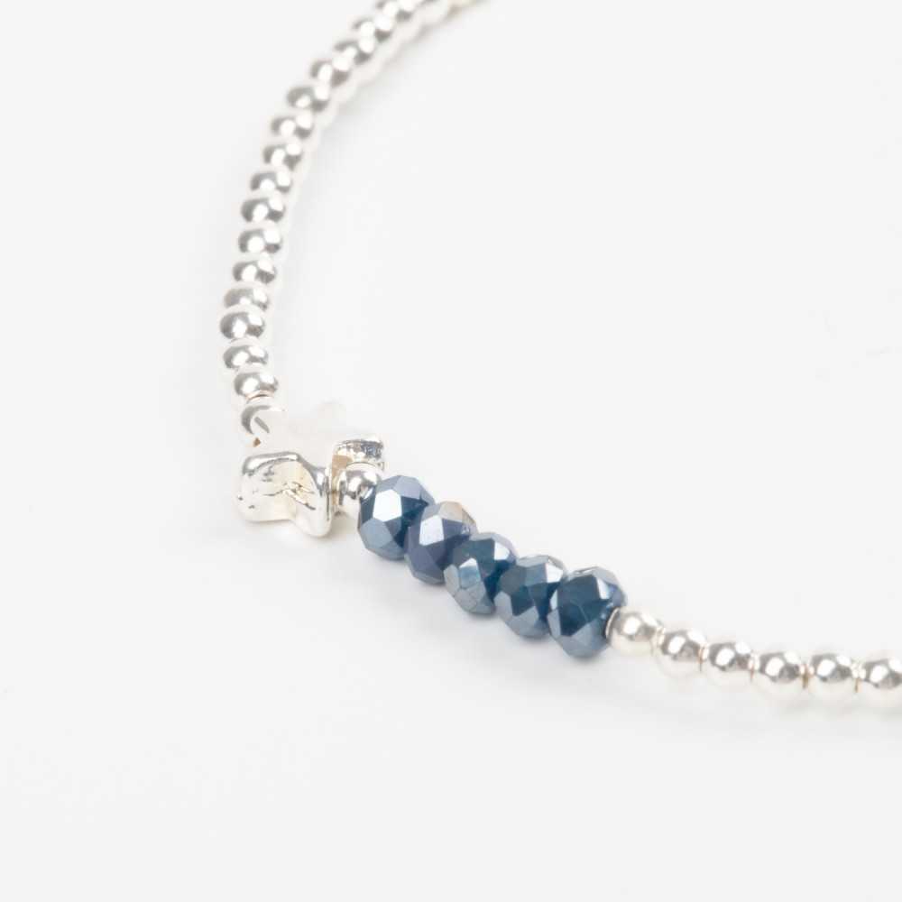 Bracelet - Perle - Cristaux - Bleu roi - Argent - SUBTIL