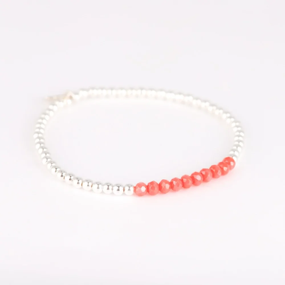 Bracelet - Perle - Cristaux - Corail - Argent - INCONTOURNABLE