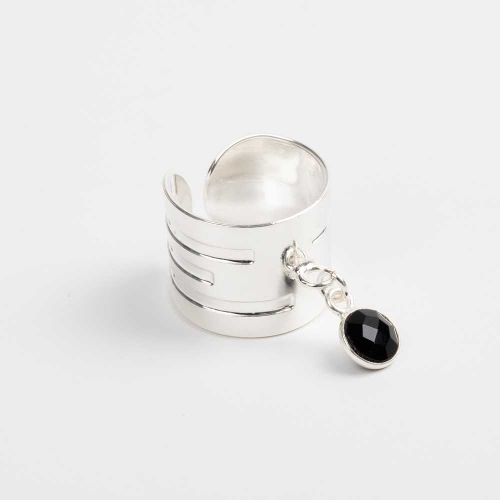 Bague - Pierre naturelle - Onyx - Plaqué argent - LOUISE