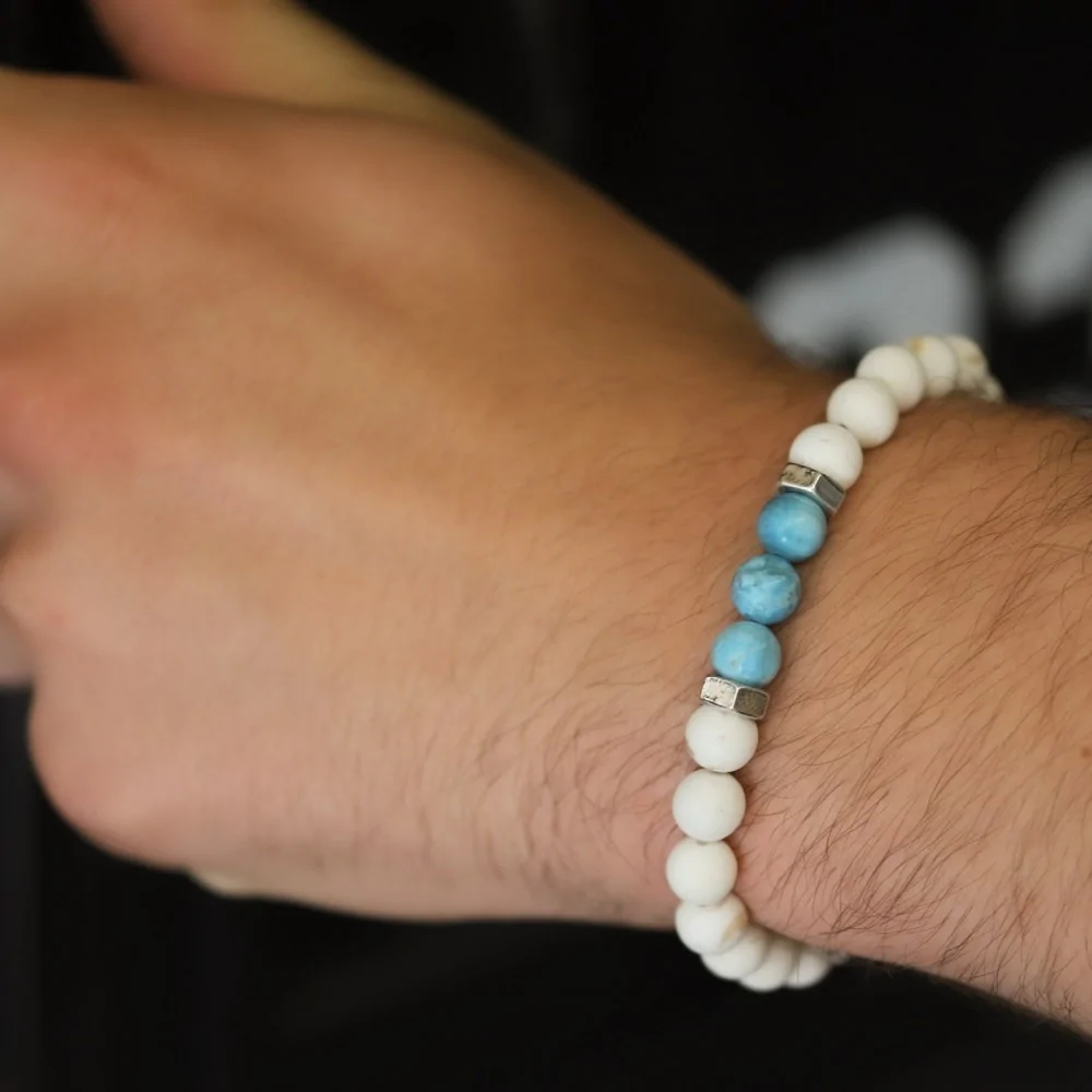 Bracelet homme - Magnésite & Apatite - Argent - ALHENA