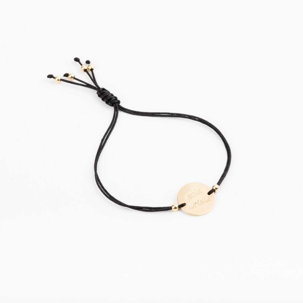 Bracelet - Cordon noir - Plaqué or - OSMOSE