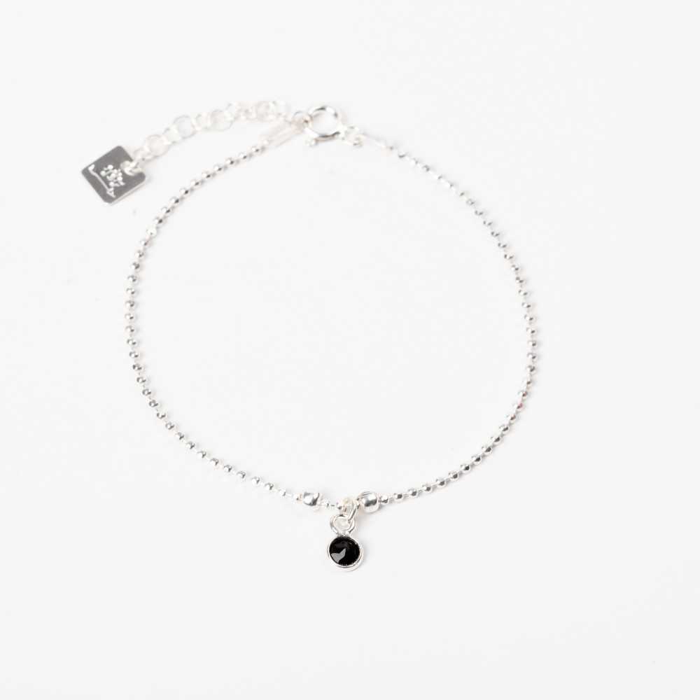 Bracelet - Chaine diamantée - Onyx - Argent - NINA