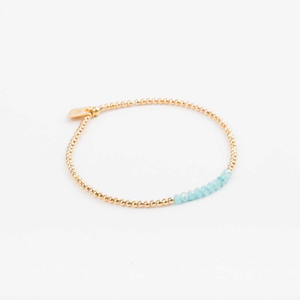 Bracelet - Perle - Cristaux - Turquoise - Plaqué or - SUBTIL