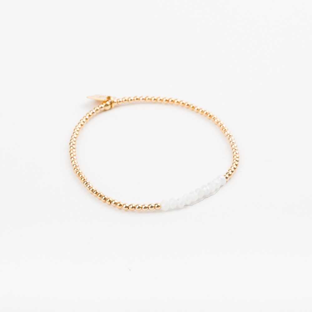 Bracelet - Perle - Cristaux - Blanc - Plaqué or - SUBTIL