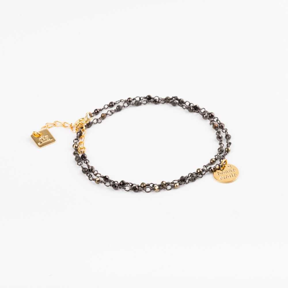 Bracelet - Double rang - Bonne étoile - Pyrite - Plaqué or - ESSENTIELS